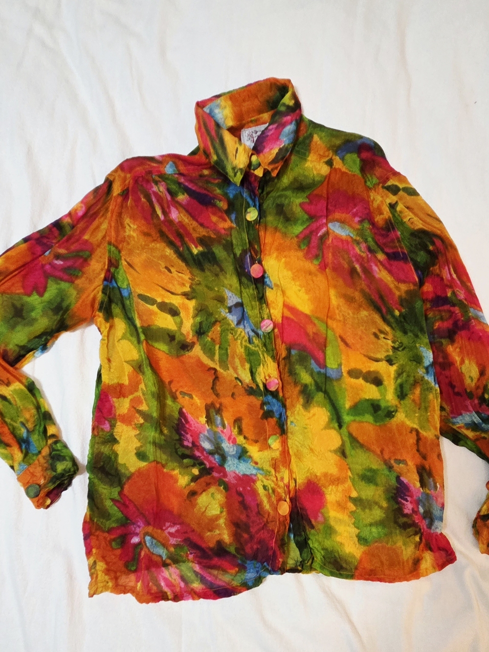 Joyous Vibrant Multi-Color Floral Button-Up Jacket